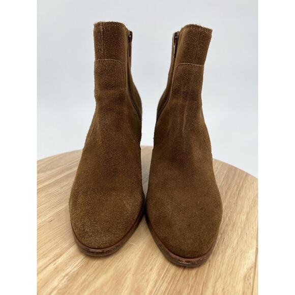 Soludos Suede Block Heel Brown Booties Round Toe Women’s 6 - Picture 2 of 14